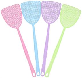 img 4 attached to 4-Pack Heavy Duty Long Plastic Fly Swatter Set with Flexible Strong Handle - Assorted Colors - Multi Pack Fly Swatters
