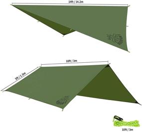 img 2 attached to 🏕️ DEERFAMY 10x10ft Camping Tarp Waterproof: All-Weather Rain Fly Tent Tarp with Aluminum Stakes