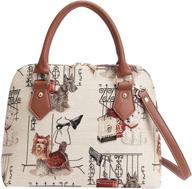 👜 signare tapestry handbag satchel bag - stylish women's shoulder & crossbody bag with westie, scottie, and yorkie dog design (conv-fsdog) logo