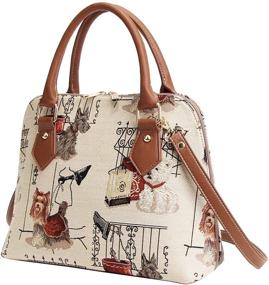 img 3 attached to 👜 Signare Tapestry Handbag Satchel Bag - Stylish Women's Shoulder & Crossbody Bag with Westie, Scottie, and Yorkie Dog Design (CONV-FSDOG)