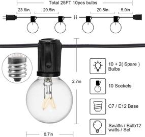 img 2 attached to 🏞️ Waterproof Outdoor String Lights with 25 Feet G40 Globe Patio Bulbs - Ideal for Backyard, Patio, Bistro, Deckyard, Cafe, Gazebo, Porch, Garden Party - Hanging Indoor/Outdoor String Lights (Black)