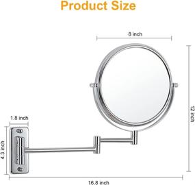 img 1 attached to Enhance Your Daily Beauty Routine with our Wall Mounted Makeup Mirror - 10x Magnification, 8" Two-Sided Swivel & Extendable - Ideal for Bathrooms, Chrome Finish (Chrome)