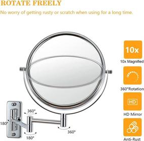 img 2 attached to Enhance Your Daily Beauty Routine with our Wall Mounted Makeup Mirror - 10x Magnification, 8" Two-Sided Swivel & Extendable - Ideal for Bathrooms, Chrome Finish (Chrome)