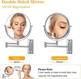 img 3 attached to Enhance Your Daily Beauty Routine with our Wall Mounted Makeup Mirror - 10x Magnification, 8" Two-Sided Swivel & Extendable - Ideal for Bathrooms, Chrome Finish (Chrome)