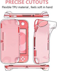 img 1 attached to 🎮 GeeRic 8PCS Case Compatible with Switch Lite: Carrying Case Kit with Soft Silicon Case, Screen Protectors, Thumb Caps, and Storage Bag-Pink