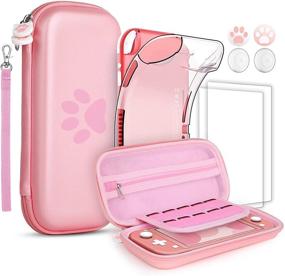 img 4 attached to 🎮 GeeRic 8PCS Case Compatible with Switch Lite: Carrying Case Kit with Soft Silicon Case, Screen Protectors, Thumb Caps, and Storage Bag-Pink