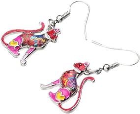 img 2 attached to 🐱 BONSNY Cute Enamel Dangle Anime Cat Earrings: Must-Have Jewelry for Women, Teens, and Girls - Novelty Pets Funny Charms