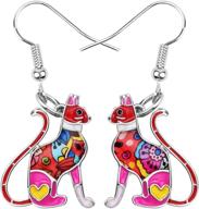 🐱 bonsny cute enamel dangle anime cat earrings: must-have jewelry for women, teens, and girls - novelty pets funny charms logo