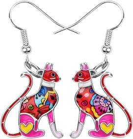 img 4 attached to 🐱 BONSNY Cute Enamel Dangle Anime Cat Earrings: Must-Have Jewelry for Women, Teens, and Girls - Novelty Pets Funny Charms