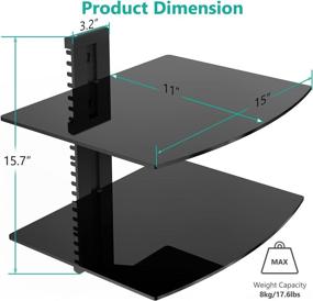 img 1 attached to 📺 WALI Wall Mounted Floating Entertainment Center Shelves, Holds Up to 17.6lbs, TV Shelf with Strengthened Tempered Glass for DVD Players, Cable Boxes, Games Consoles, TV Accessories (CS202B), 2 Shelf, Black