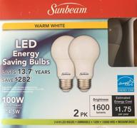 sunbeam 100w led dimmable a19 / a21 light 2 pack: efficient 100 replacement, energy star rated with 1600 lumens logo