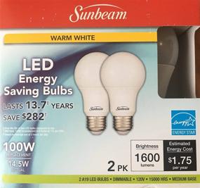 img 3 attached to Sunbeam 100W LED DIMMABLE A19 / A21 Light 2 PACK: Efficient 100 Replacement, ENERGY STAR Rated with 1600 Lumens