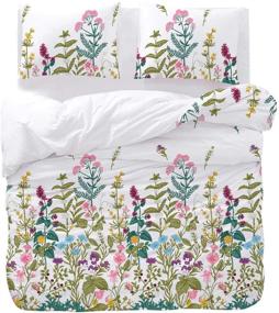 img 4 attached to 🌺 Wake In Cloud Floral Queen Size Comforter Set with Colorful Tropical Flowers, Tree Leaves and Plants Pattern on White - Soft Microfiber Bedding (3pcs)