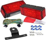 partsam 12v led low profile rectangular trailer light kit: waterproof, sealed stop turn tail lights with license plate brake running lights and 25ft 4pin wiring harness & bracket logo