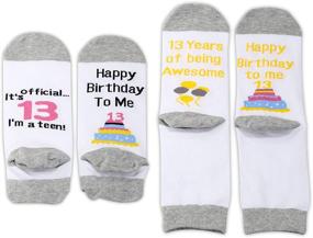 img 3 attached to MBMSO 13th Birthday Gifts Set: Celebrate Turning Thirteen with Officially Themed Crew Socks for Girls