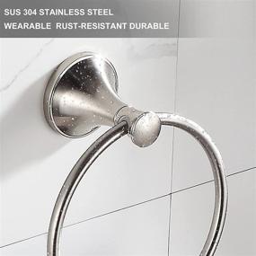 img 2 attached to 🔱 BVL Brushed Nickel Towel Ring - Hand Towel Holder Hanger for Bathroom and Kitchen, Metal Round Towel Holder Wall Mounted Rack, 2 Pack