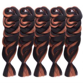 img 4 attached to FASHION LADY Jumbo Braiding Hair Extensions - 5 Pack Deal - F1b/30 Color - 84 Inch Length - 165g/pc - Synthetic Twist Crochet Braiding Hair (F1b/30, 84 Inch)