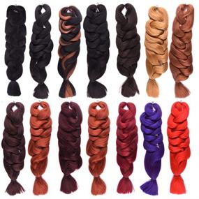 img 3 attached to FASHION LADY Jumbo Braiding Hair Extensions - 5 Pack Deal - F1b/30 Color - 84 Inch Length - 165g/pc - Synthetic Twist Crochet Braiding Hair (F1b/30, 84 Inch)