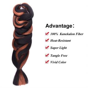 img 2 attached to FASHION LADY Jumbo Braiding Hair Extensions - 5 Pack Deal - F1b/30 Color - 84 Inch Length - 165g/pc - Synthetic Twist Crochet Braiding Hair (F1b/30, 84 Inch)