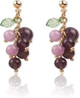 🍇 tianbangshi sparkly crystal grape earrings with green leaf, unique cute creative dangle drops, statement jewelry for women and girls - perfect for beach holiday gifts logo