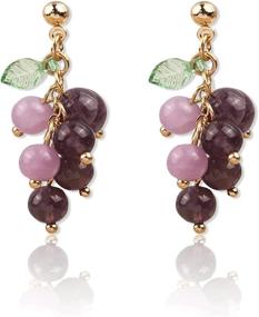 img 4 attached to 🍇 Tianbangshi Sparkly Crystal Grape Earrings with Green Leaf, Unique Cute Creative Dangle Drops, Statement Jewelry for Women and Girls - Perfect for Beach Holiday Gifts