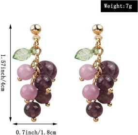 img 3 attached to 🍇 Tianbangshi Sparkly Crystal Grape Earrings with Green Leaf, Unique Cute Creative Dangle Drops, Statement Jewelry for Women and Girls - Perfect for Beach Holiday Gifts