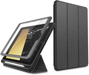 img 4 attached to 📱 i-Blason Cosmo Case for iPad 9th/8th/7th Generation, iPad 10.2 (2021/2020/2019) - Full-Body Trifold with Built-in Screen Protector, Protective Smart Cover with Auto Sleep/Wake, Pencil Holder, and Gray Color