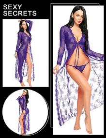 img 3 attached to Bathrobe Sleepwear Pajamas Nightgown 4_Black Women's Clothing in Swimsuits & Cover Ups