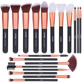 img 4 attached to 💄 JPNK 16-Piece Makeup Brush Set with 3 Silicone Facial Mask Brushes - Rose Gold