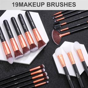 img 3 attached to 💄 JPNK 16-Piece Makeup Brush Set with 3 Silicone Facial Mask Brushes - Rose Gold