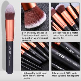 img 2 attached to 💄 JPNK 16-Piece Makeup Brush Set with 3 Silicone Facial Mask Brushes - Rose Gold