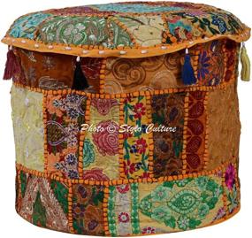 img 3 attached to Stylo Culture Patchwork Embroidered Footstool Home Decor