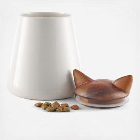 img 3 attached to 🐱 Nambe Kitty Ears Motif Cat Treat Jar - Pet Collection - 5.5&#34; x 7&#34; - Bone China Jar with Acacia Wood Lid