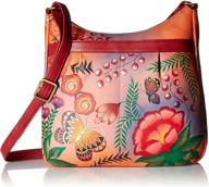 женская сумка через плечо из натуральной кожи anna by anuschka, среднего размера, с органайзером на молнии и внешним карманом. логотип
