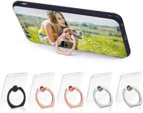 img 4 attached to 📱 Phone Ring Holder Set of 5 for 360° Rotation and Secure Grip - Transparent Kickstand Compatible with Most Smartphones