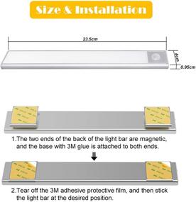 img 2 attached to 🔦 Zoeson LED Under Cabinet Lighting - Wireless Motion Sensor Light with Rechargeable Battery for Closet, Counter, Wardrobe, Stairway - Induction Magnetic Security Nightlight (2pcs/Pack)
