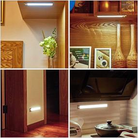 img 1 attached to 🔦 Zoeson LED Under Cabinet Lighting - Wireless Motion Sensor Light with Rechargeable Battery for Closet, Counter, Wardrobe, Stairway - Induction Magnetic Security Nightlight (2pcs/Pack)