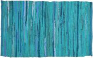 🏠 hand woven 100% cotton rag rug - multicolor chindi - reversible & versatile 24x36 rug for living room, kitchen, entryway - teal логотип