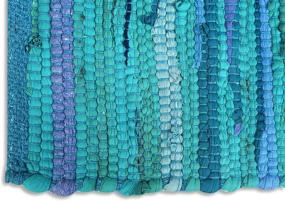 img 2 attached to 🏠 Hand Woven 100% Cotton Rag Rug - Multicolor Chindi - Reversible & Versatile 24x36 Rug for Living Room, Kitchen, Entryway - Teal