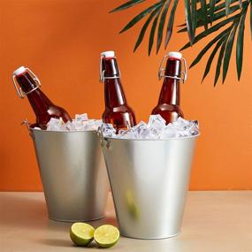 img 3 attached to 🍻 Juvale 6 Pack Galvanized Metal Buckets: Perfect for Beer, Ice, Wine, Champagne, Parties, Centerpieces - 7 inch, Silver