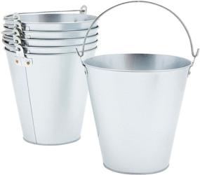 img 4 attached to 🍻 Juvale 6 Pack Galvanized Metal Buckets: Perfect for Beer, Ice, Wine, Champagne, Parties, Centerpieces - 7 inch, Silver