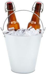 img 2 attached to 🍻 Juvale 6 Pack Galvanized Metal Buckets: Perfect for Beer, Ice, Wine, Champagne, Parties, Centerpieces - 7 inch, Silver