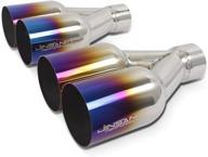 🔥 jinsanity dual exhaust tip 2.5 inch inlet 3.5" outlet diesel exhaust tailpipe blue burnt 304 polished stainless steel 10.5" length weld-on exhaust tip pack of 2 for enhanced seo logo