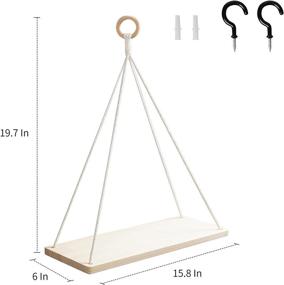 img 3 attached to 🌿 POTEY Hanging Boho Floating Shelves: Stylish 2 Tier Macrame Rope Shelf Decor - Indoor Wall Hanging Plant Shelf Swing Holder - Natural Wood Color for Bedroom Decor