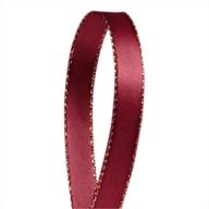 🎀 seventopia 0.75" dark red satin ribbon with golden edges - 25 yards - ideal for crafts, diy, hair bows, and gift wrapping logo