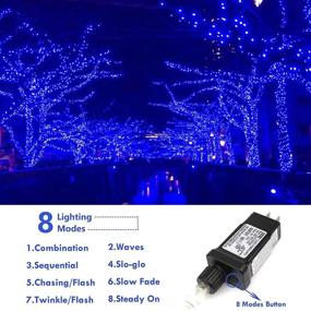 img 3 attached to 🎄 SANJICHA Blue Extra-Long 66FT String Lights Outdoor/Indoor: Super Bright 200 LED Upgraded Fairy Lights for Christmas Tree, Garden, Patio, Bedroom - Waterproof, 8 Modes