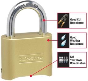 img 3 attached to 🔒 1 Pack Master Lock 175D Brass Finish Padlock - Set Your Own Combination Locker Lock