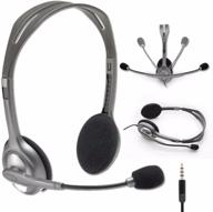 enhanced logitech h111/h110 stereo headset with advanced noise cancelling microphone logo