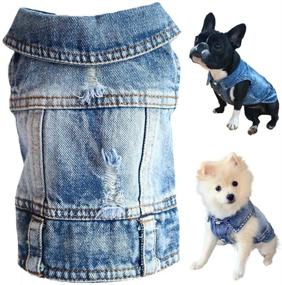img 4 attached to 👕 Blue Dog Denim T-Shirt, StrangeFly Jean Jacket, Machine Washable Pet Clothes, Comfortable and Cool Apparel for Small to Medium Dogs and Cats