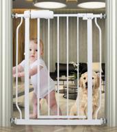 hooen small narrow baby gate: secure walk through child gate for stairs, doorways & hallways - 24-29 inch wide pressure mounted gate for indoor safety logo